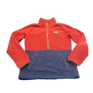 LL Bean Sweater Womens XXS Regular Classic Fleece Color Block Half Zip Logo
